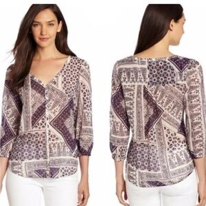 Lucky Brand Tonga Bandana Top Purple & White Size Medium NWOT
